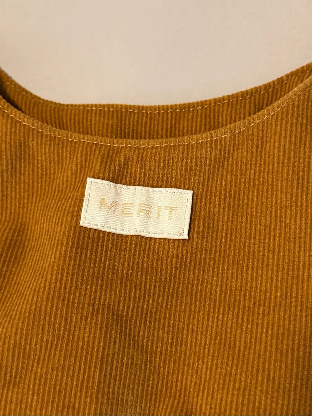 NWT! MERIT Beauty Brown Corduroy Tie-Top Signature Makeup Bag Pouch.